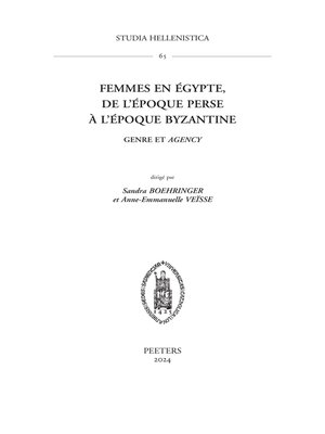cover image of Femmes en Egypte, de l'epoque perse a l'epoque byzantine